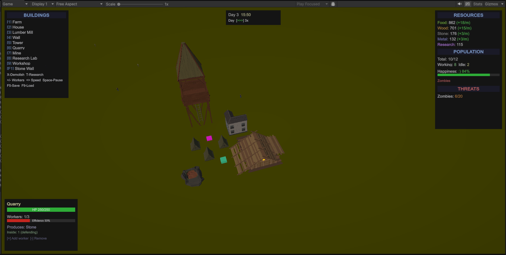 Safe Zone screenshot — base layout with resource panel